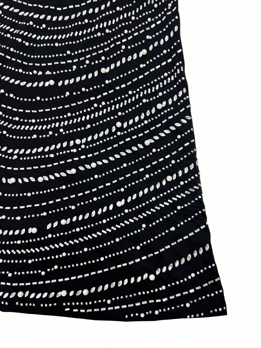 Women's Sleeveless Embellished Beaded Peplum Dress Elegant Formal Evening Gown Suitable For Festivals Weddings Party Guest Outfits