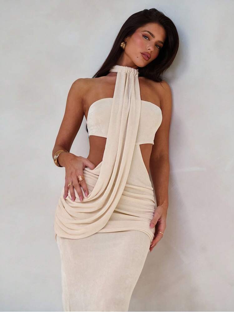 Women's Resort Wrap Asymmetric Flounce Maxi Dress Spring Summer Casual Vacation Outfit Elegant Fishtail Bodycon Clothes Chic
