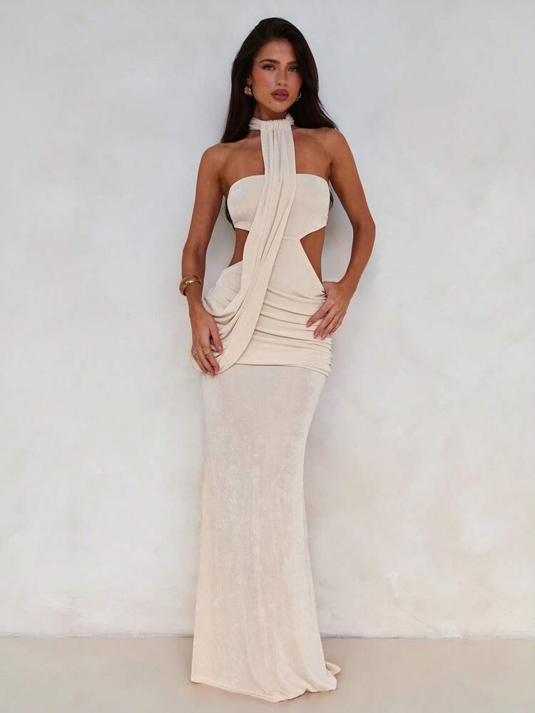 Women's Resort Wrap Asymmetric Flounce Maxi Dress Spring Summer Casual Vacation Outfit Elegant Fishtail Bodycon Clothes Chic
