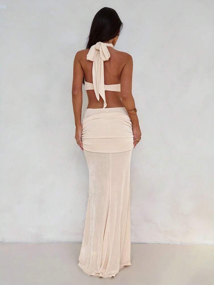 Women's Resort Wrap Asymmetric Flounce Maxi Dress Spring Summer Casual Vacation Outfit Elegant Fishtail Bodycon Clothes Chic