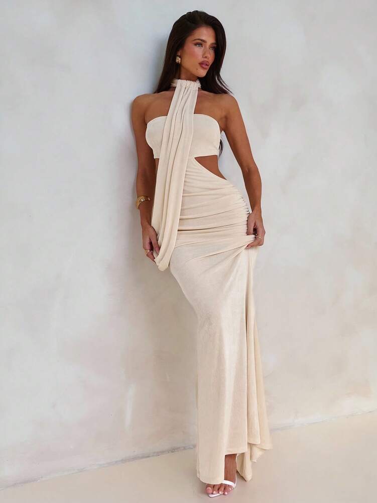 Women's Resort Wrap Asymmetric Flounce Maxi Dress Spring Summer Casual Vacation Outfit Elegant Fishtail Bodycon Clothes Chic