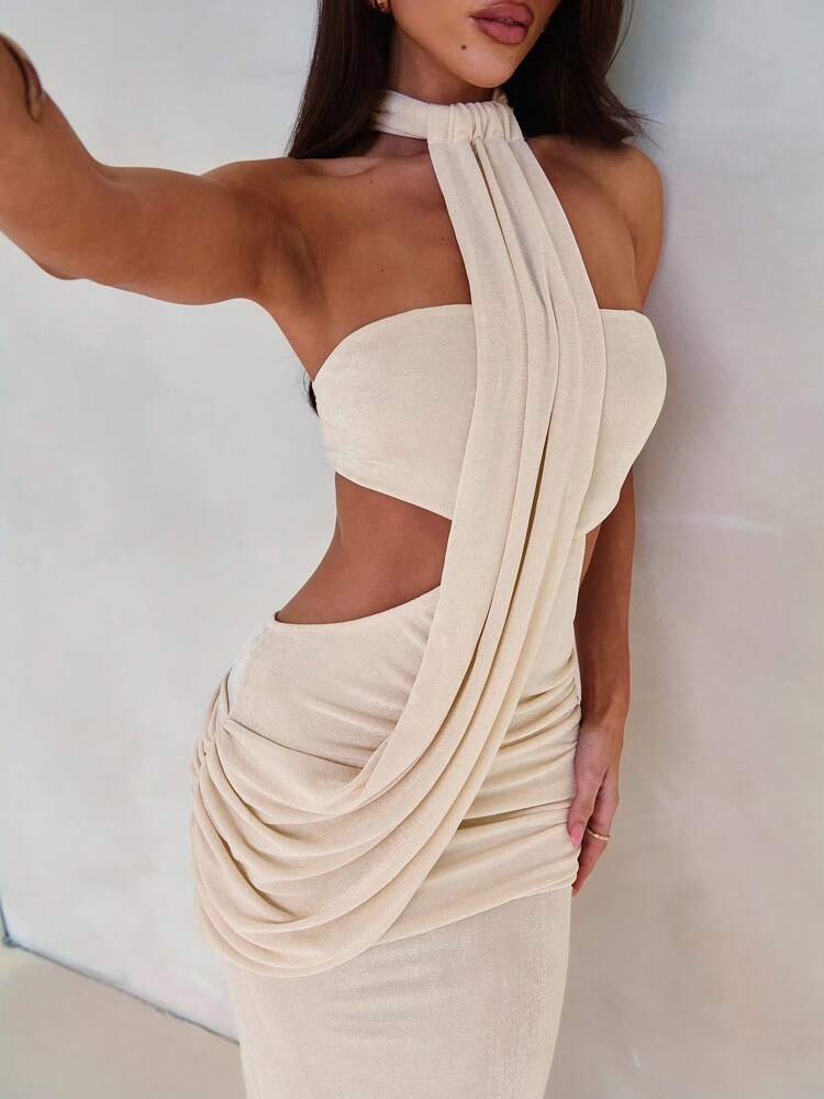 Women's Resort Wrap Asymmetric Flounce Maxi Dress Spring Summer Casual Vacation Outfit Elegant Fishtail Bodycon Clothes Chic
